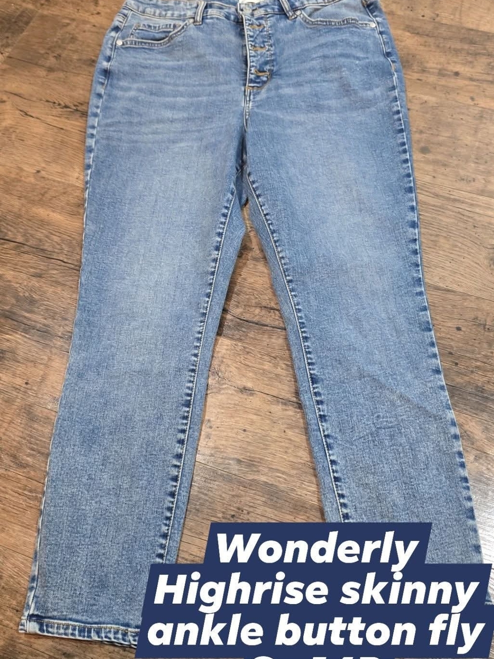 Wonderly Light Blue High-Rise Skinny Ankle Button-Fly Jeans Sz 14
